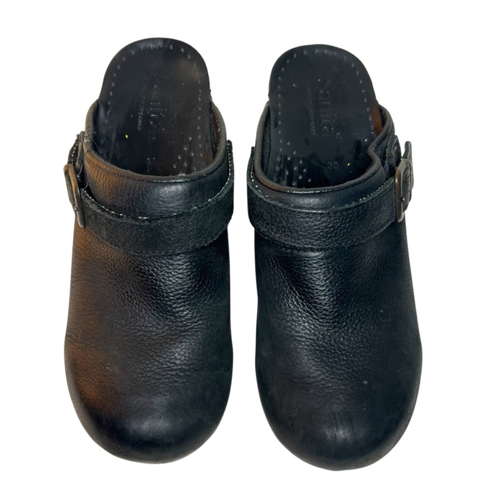 Sanita Textured Black Leather Clogs EU 38 US 7